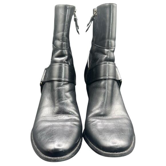 Cole Haan Valerie Black Leather Ankle Boots 9 B Heeled Zip Booties - Picture 3 of 14